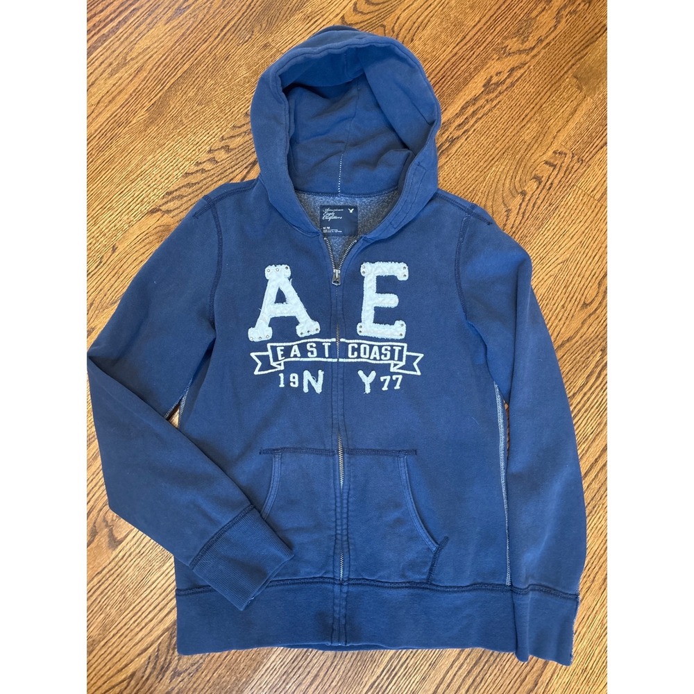 Vintage Y2K AE Amerian Eagle Zip Hoodie Sweatshirt Medium Spell Out